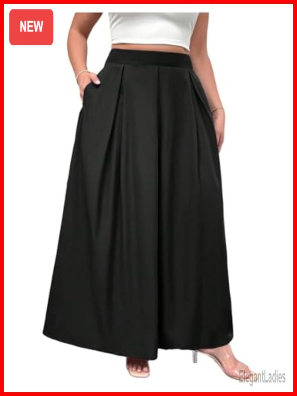 Plus Size Maxi Skirt Pleated High Waisted Long Chiffon Skirt